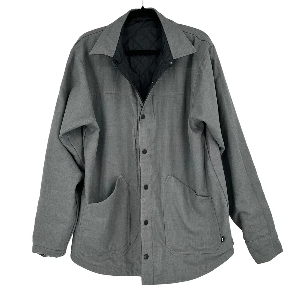 The North Face Mens Reversible Quilted Shirt Jacket Black Grey Shacket‎ XL
